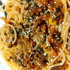 簡単冷凍ほうれん草でᕷベーコンのトマトパスタꕤ୭*